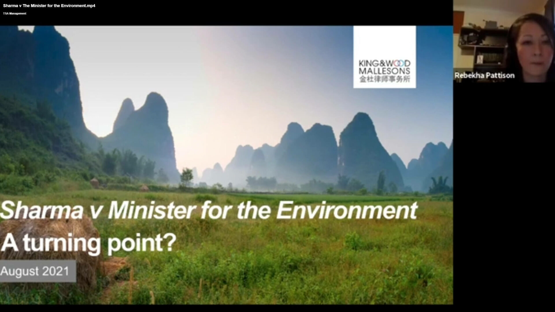 TSA Webinar – Sharma vs The Minister for the Environment